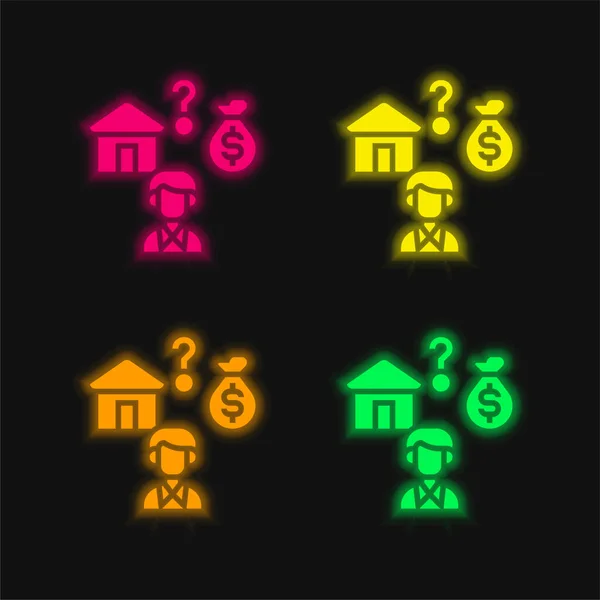 stock vector Affordable four color glowing neon vector icon
