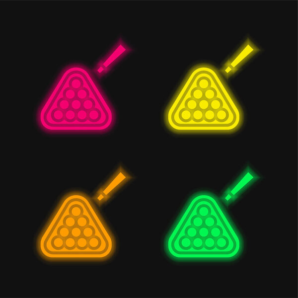 Billiard four color glowing neon vector icon