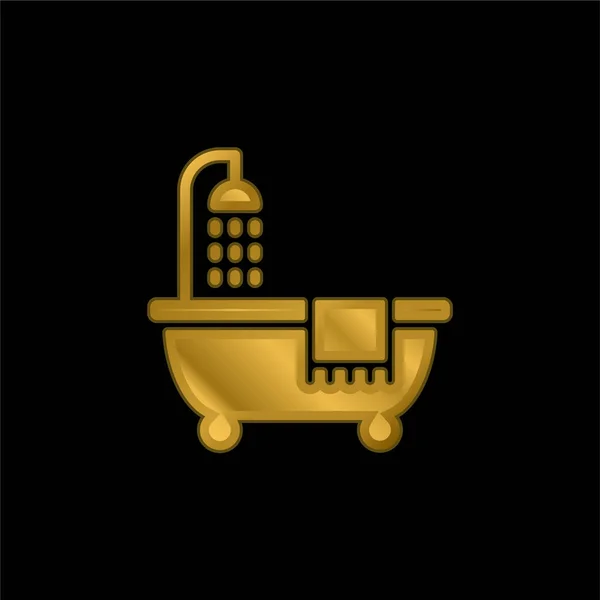 Ванна Золотим Покриттям Металева Іконка Або Вектор Логотипу — стоковий вектор