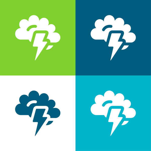 Мозговой штурм Плоский четырехцветный минимальный набор значков