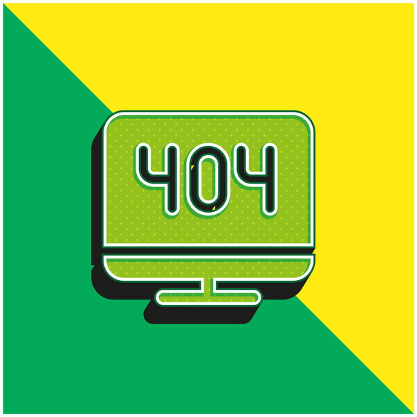 404 Error Green and yellow modern 3d vector icon logo