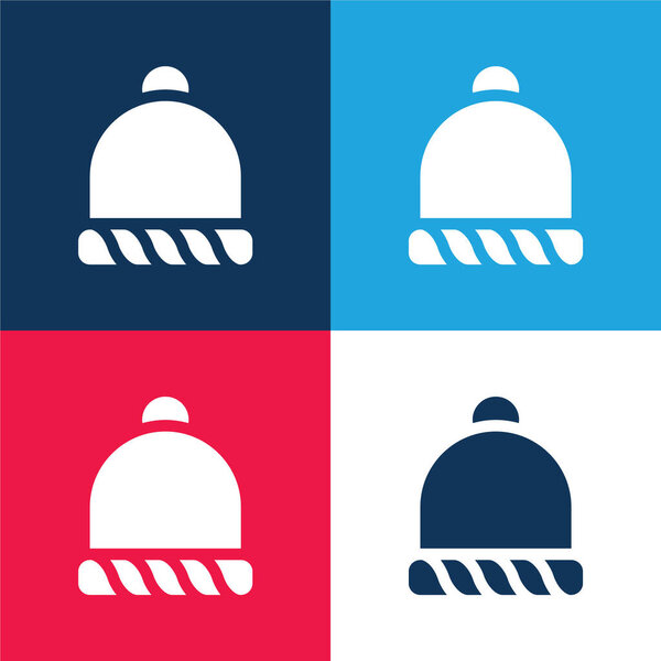 Beanie blue and red four color minimal icon set