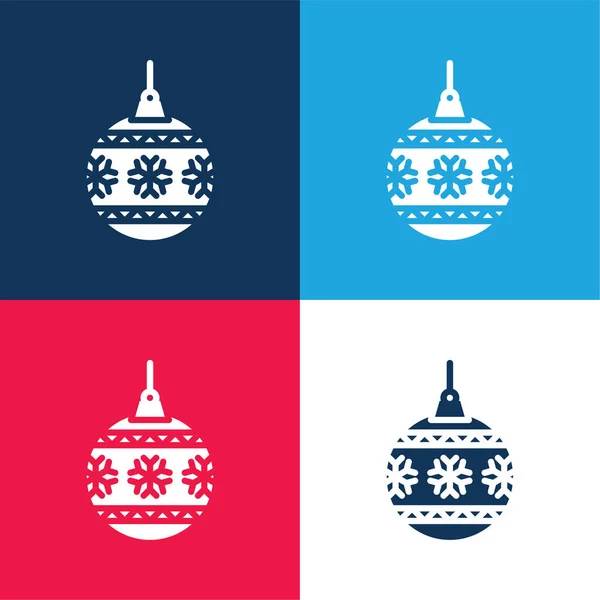 Bauble Blue Red Four Color Minimal Icon Set — Stock Vector