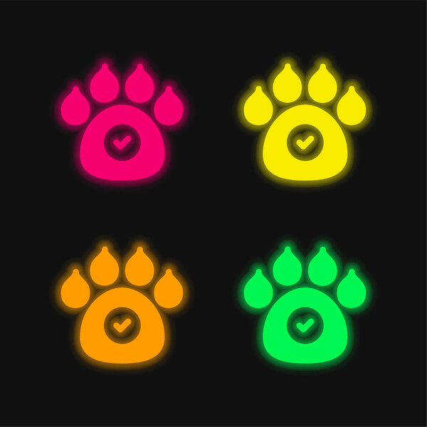 Animals Allowed four color glowing neon vector icon