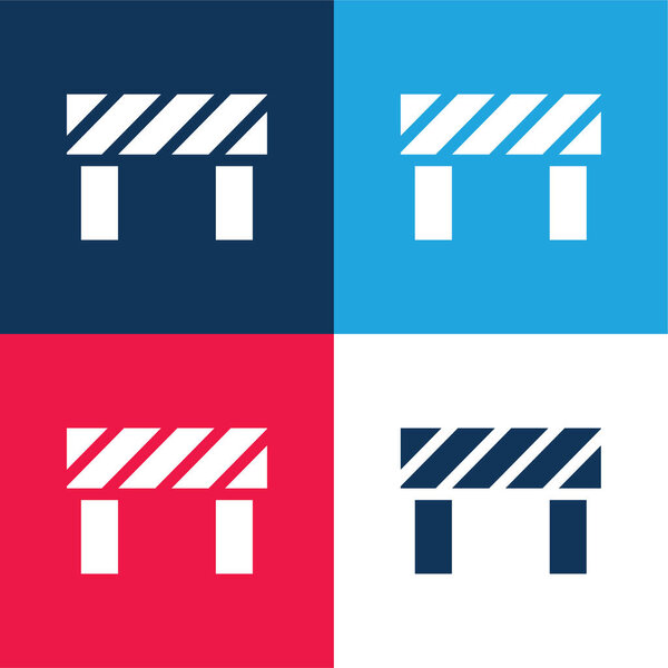 Барьер синий и красный четыре цвета минимальный набор значков