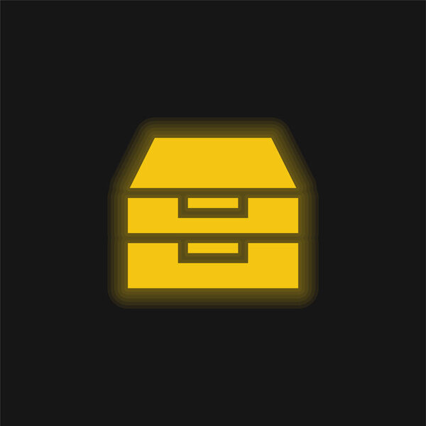 Archive yellow glowing neon icon