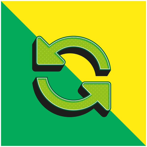 Arrows Couple Counterclockwise Rotating Symbol Green and yellow modern 3d vector icon logo