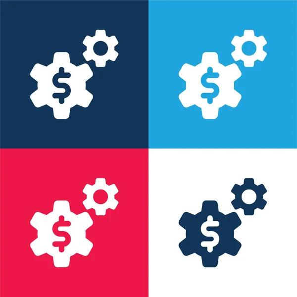 Application Blue Red Four Color Minimal Icon Set — Stock Vector