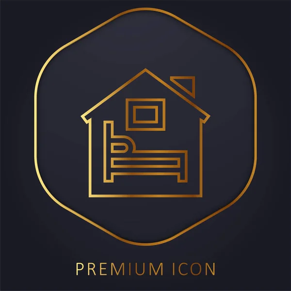 Alojamiento Línea Dorada Logotipo Premium Icono — Archivo Imágenes Vectoriales