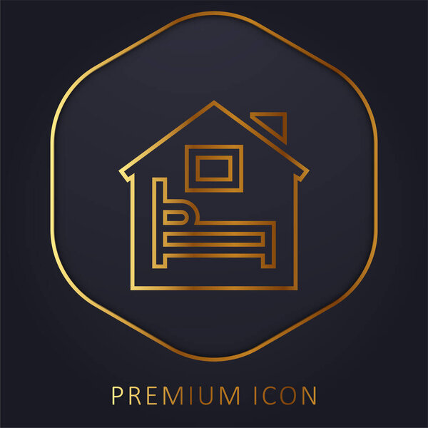Accommodation golden line premium logo or icon
