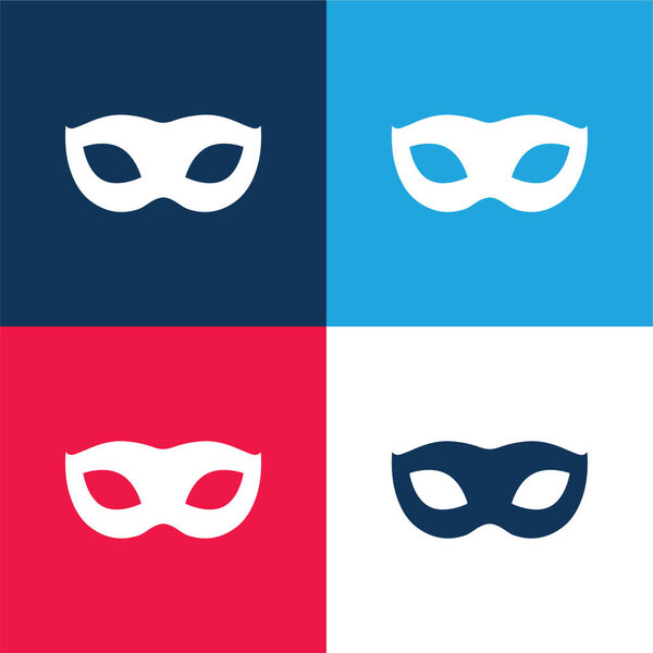 Black Carnival Mask Shape blue and red four color minimal icon set