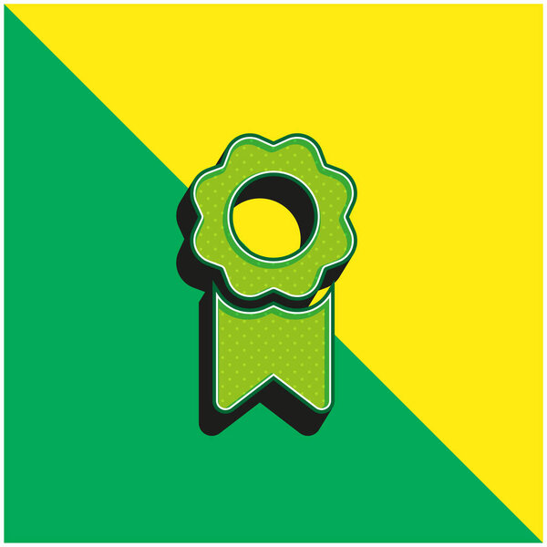 Badge Green and yellow modern 3d vector icon logo
