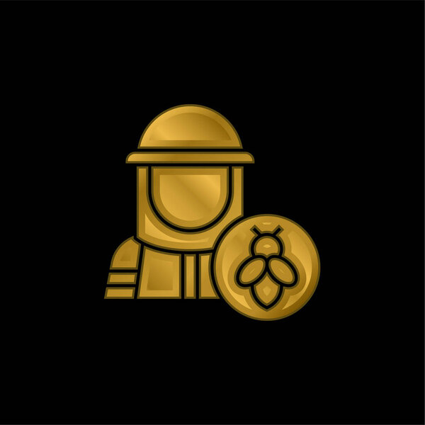 Beekeeper gold plated metalic icon or logo vector
