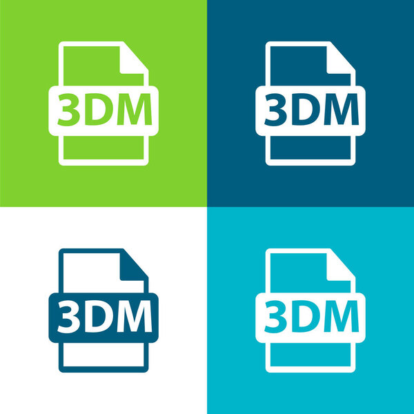 3DM File Format Symbol Flat four color minimal icon set