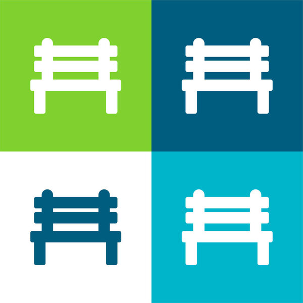 Bench Flat four color minimal icon set