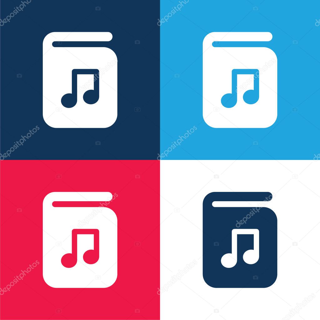 Audio Book blue and red four color minimal icon set