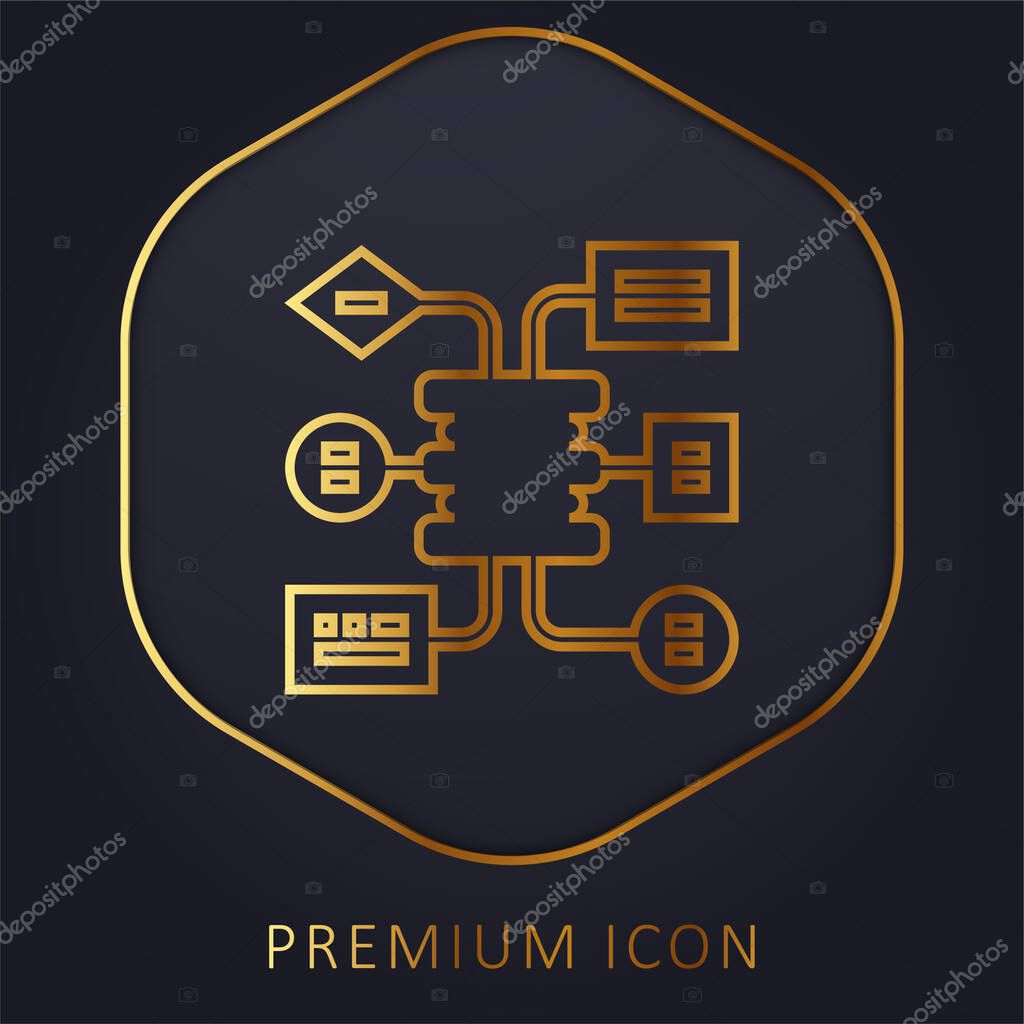 Algorithm golden line premium logo or icon