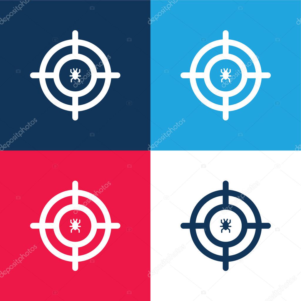 Antivirus blue and red four color minimal icon set