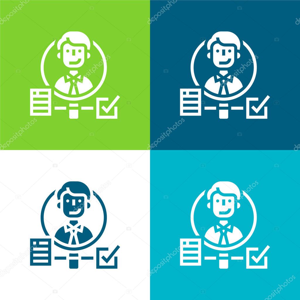 Background Check Flat four color minimal icon set