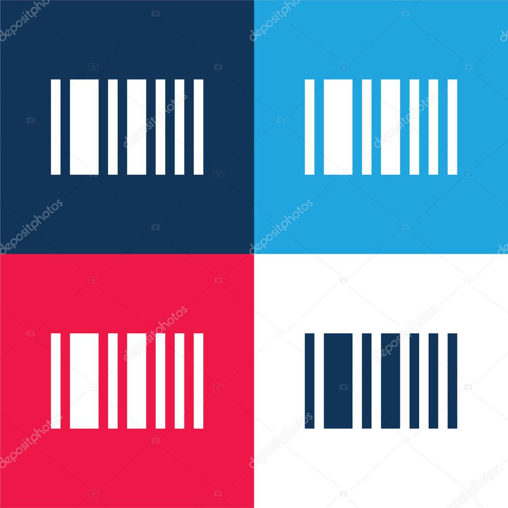 Barcode blue and red four color minimal icon set