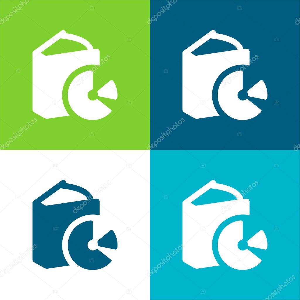 Book With A Cd Flat four color minimal icon set