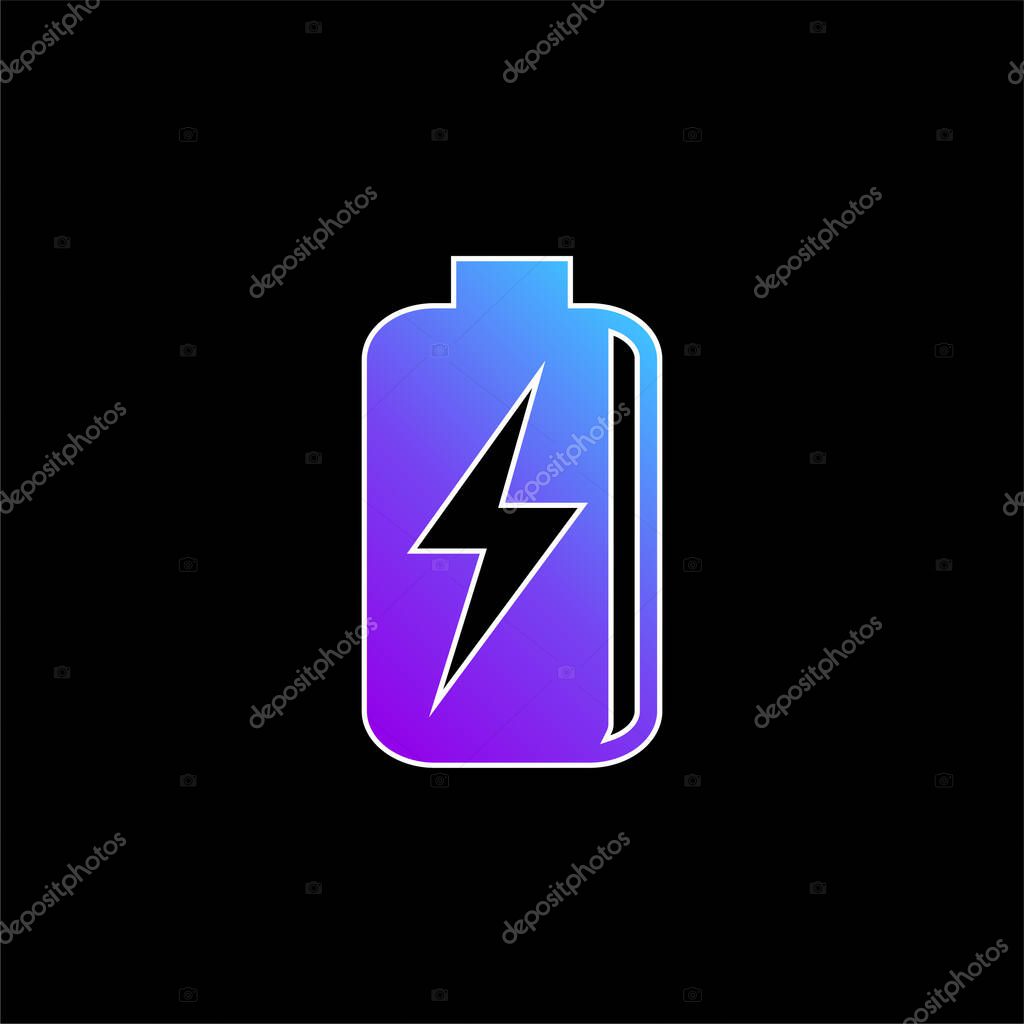 Battery With Bolt Symbol blue gradient vector icon