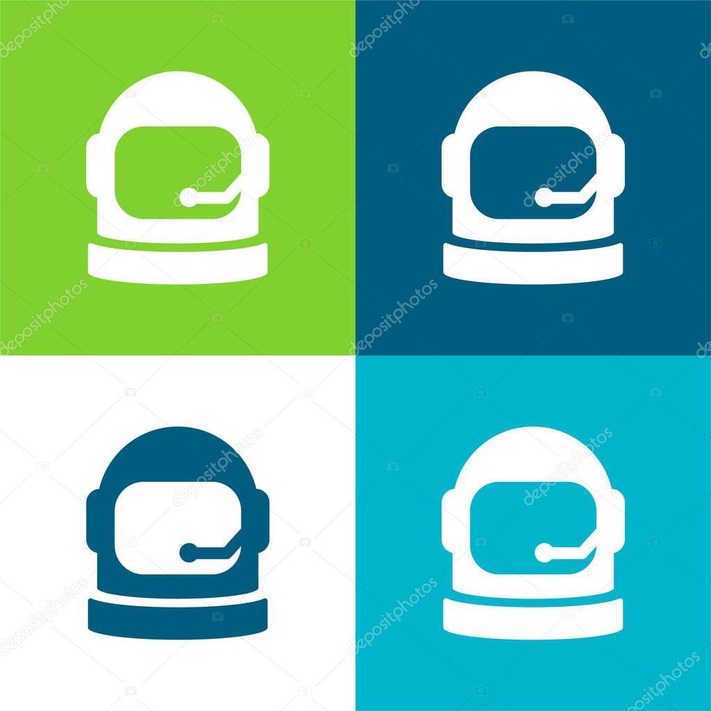 Astronaut Helmet Flat four color minimal icon set