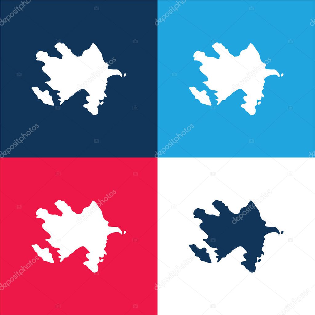 Azerbaijan blue and red four color minimal icon set