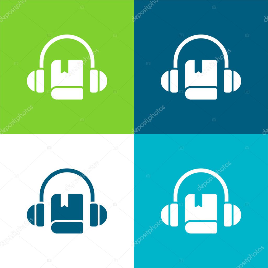 Audio Book Flat four color minimal icon set