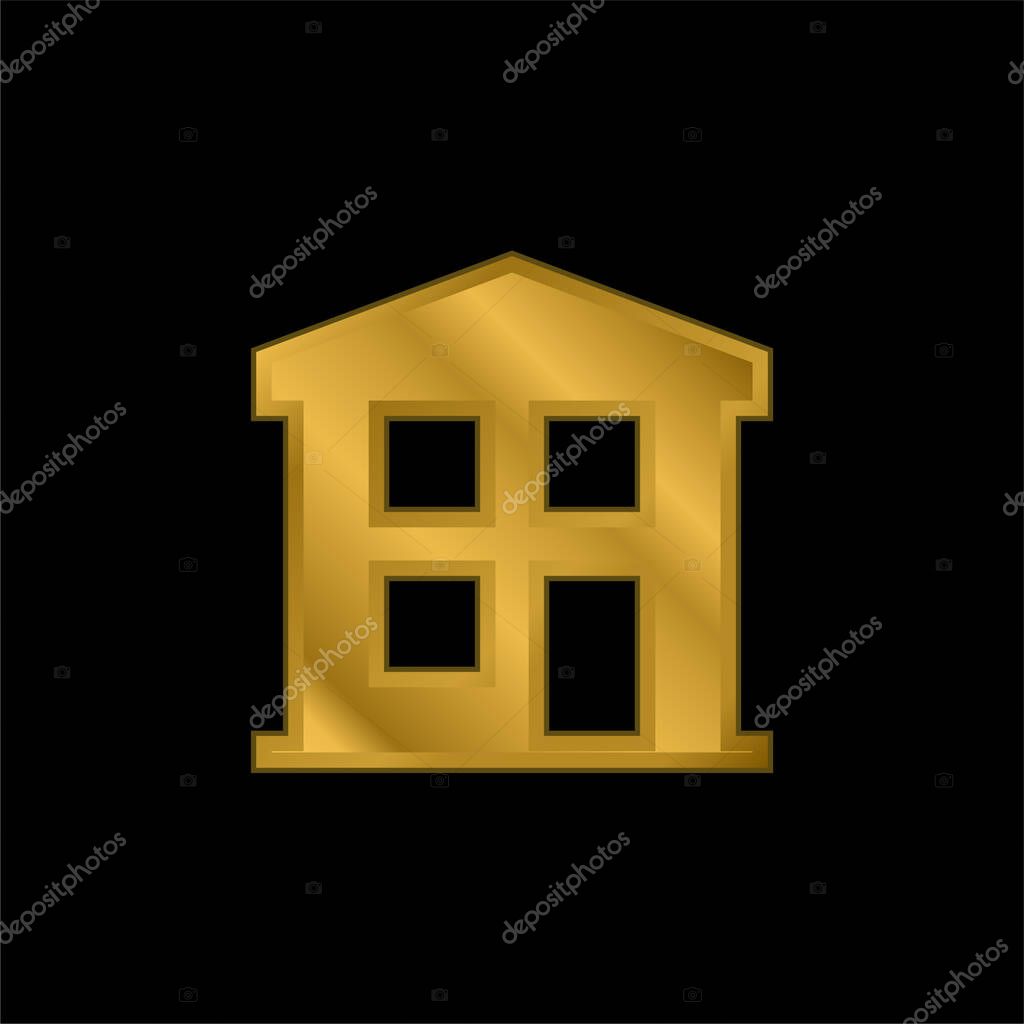 Apartment gold plated metalic icon or logo vector