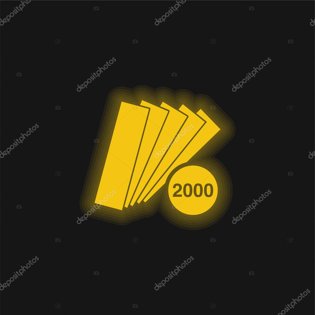 2000 Pieces Catalog yellow glowing neon icon