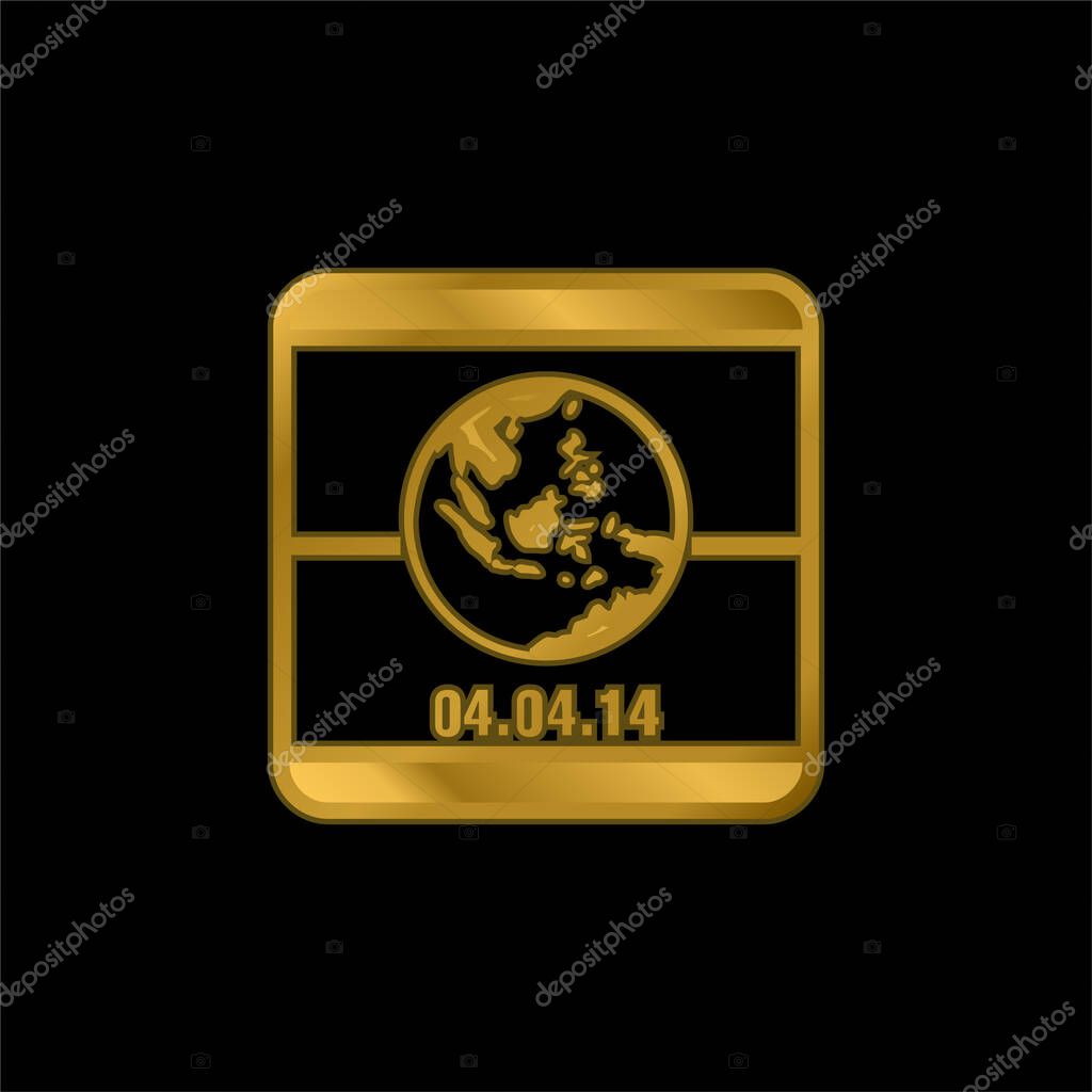 2014 Earth Day On April 4 Calendar Page gold plated metalic icon or logo vector