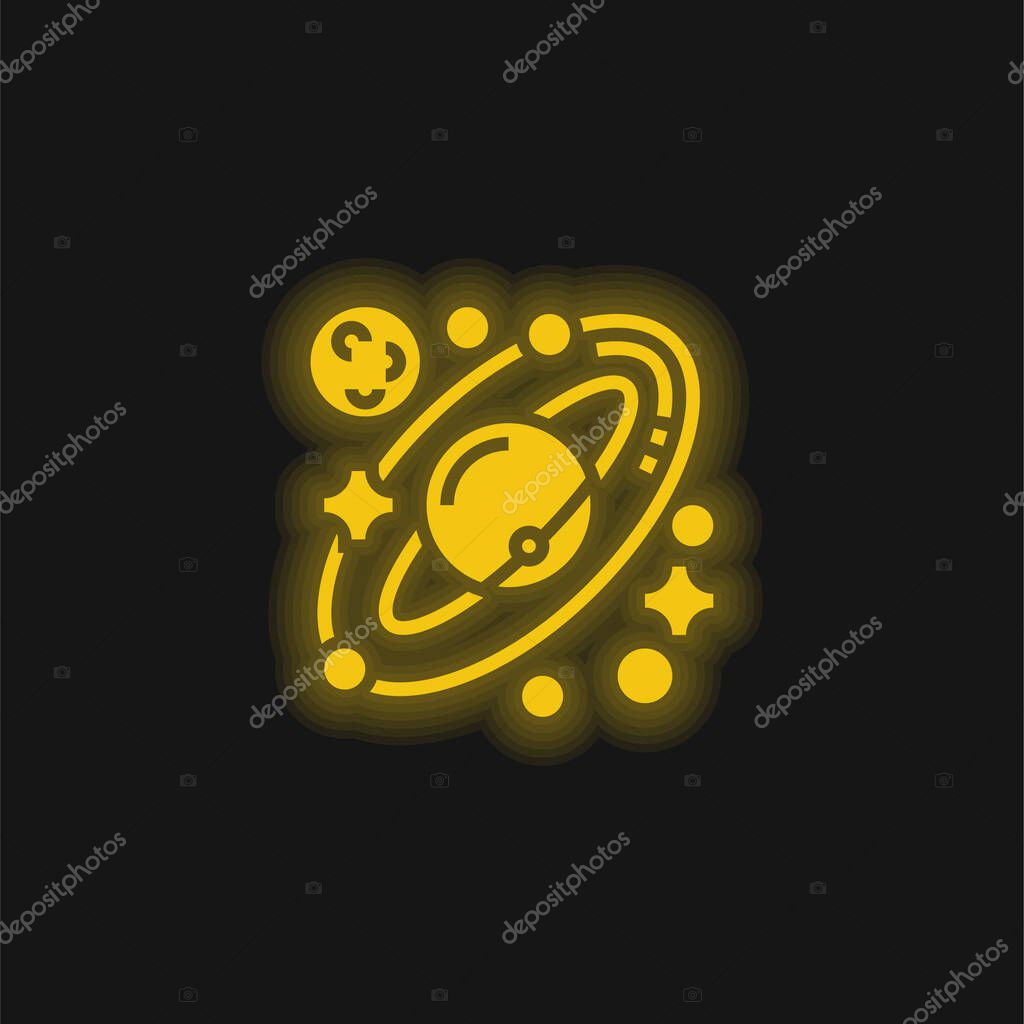 Astronomy yellow glowing neon icon