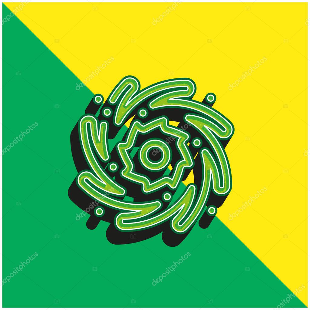 Black Hole Green and yellow modern 3d vector icon logo