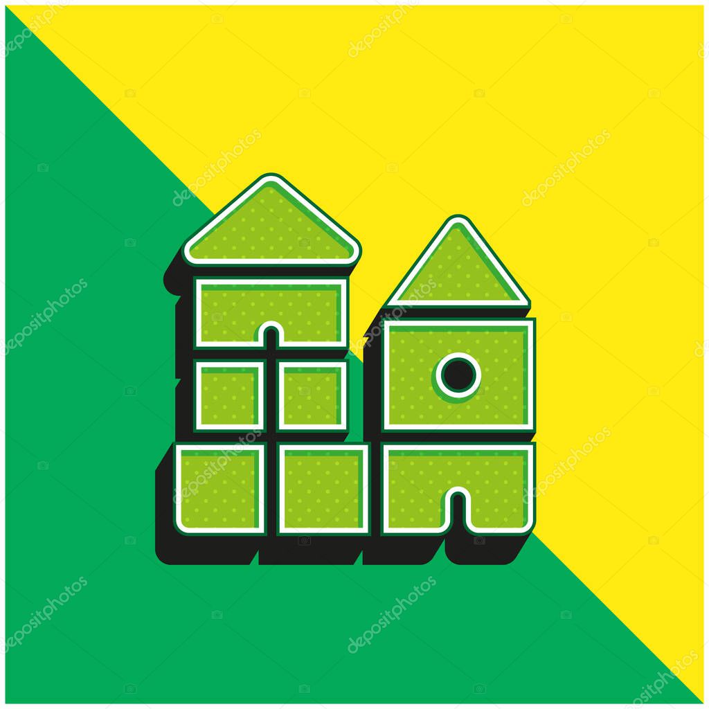Block Green and yellow modern 3d vector icon logo