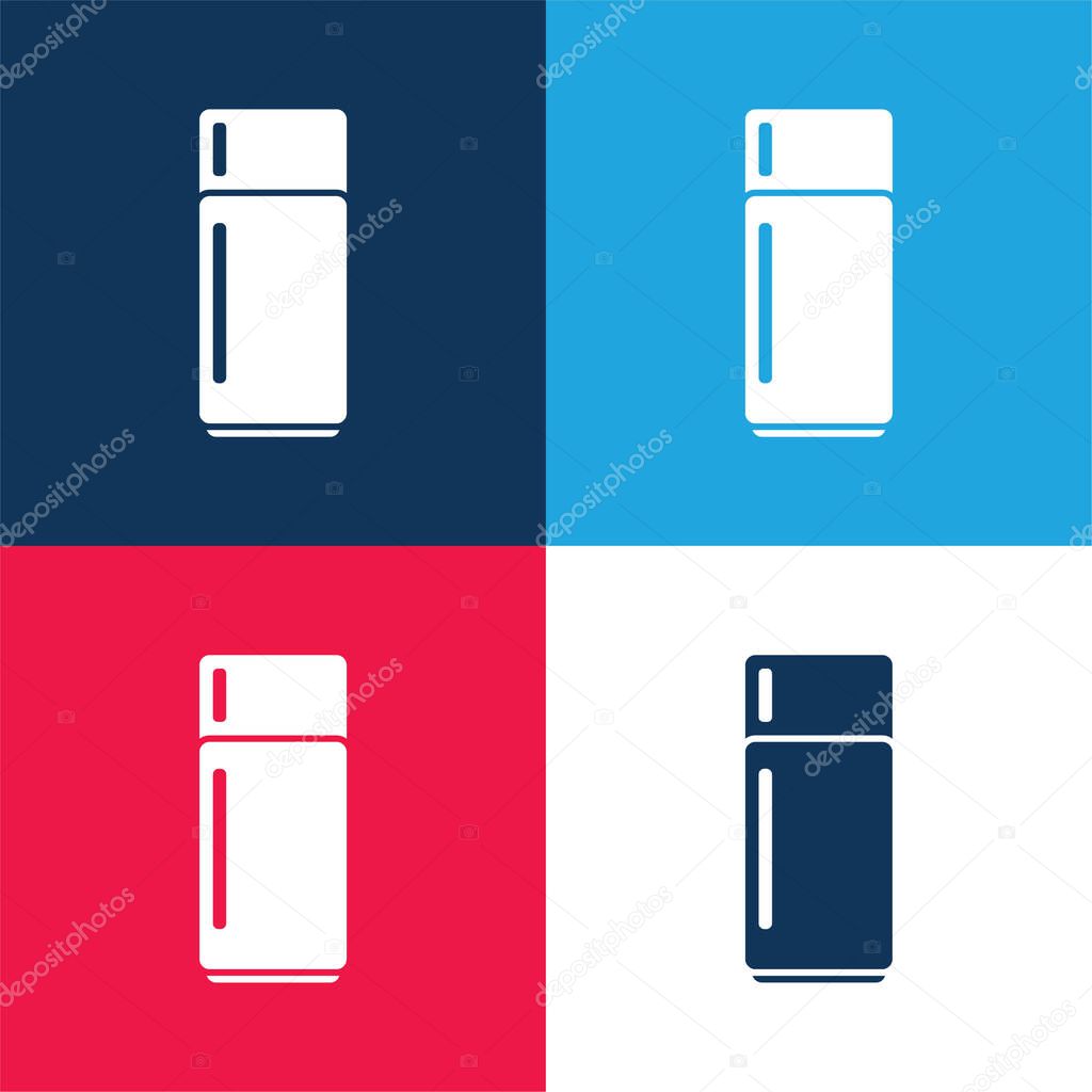 Big Refrigerator blue and red four color minimal icon set