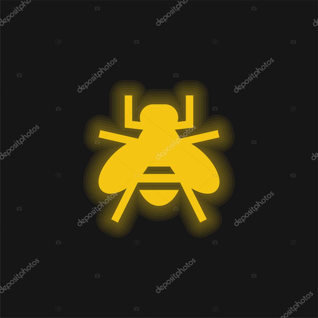 Bee yellow glowing neon icon