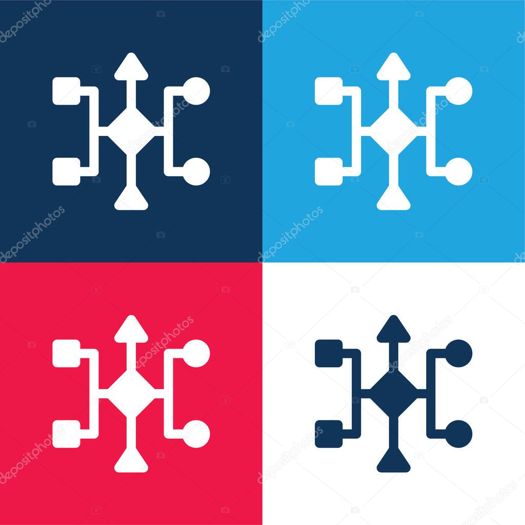 Algorithm blue and red four color minimal icon set