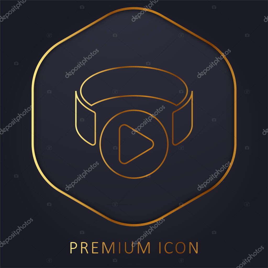 3d Viewer golden line premium logo or icon