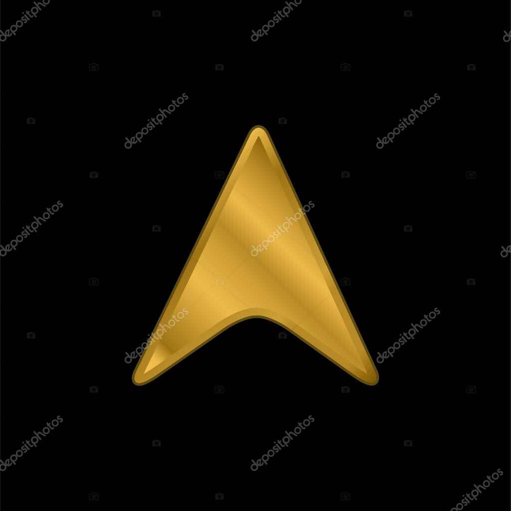 Black Arrowhead Pointing Up gold plated metalic icon or logo vector