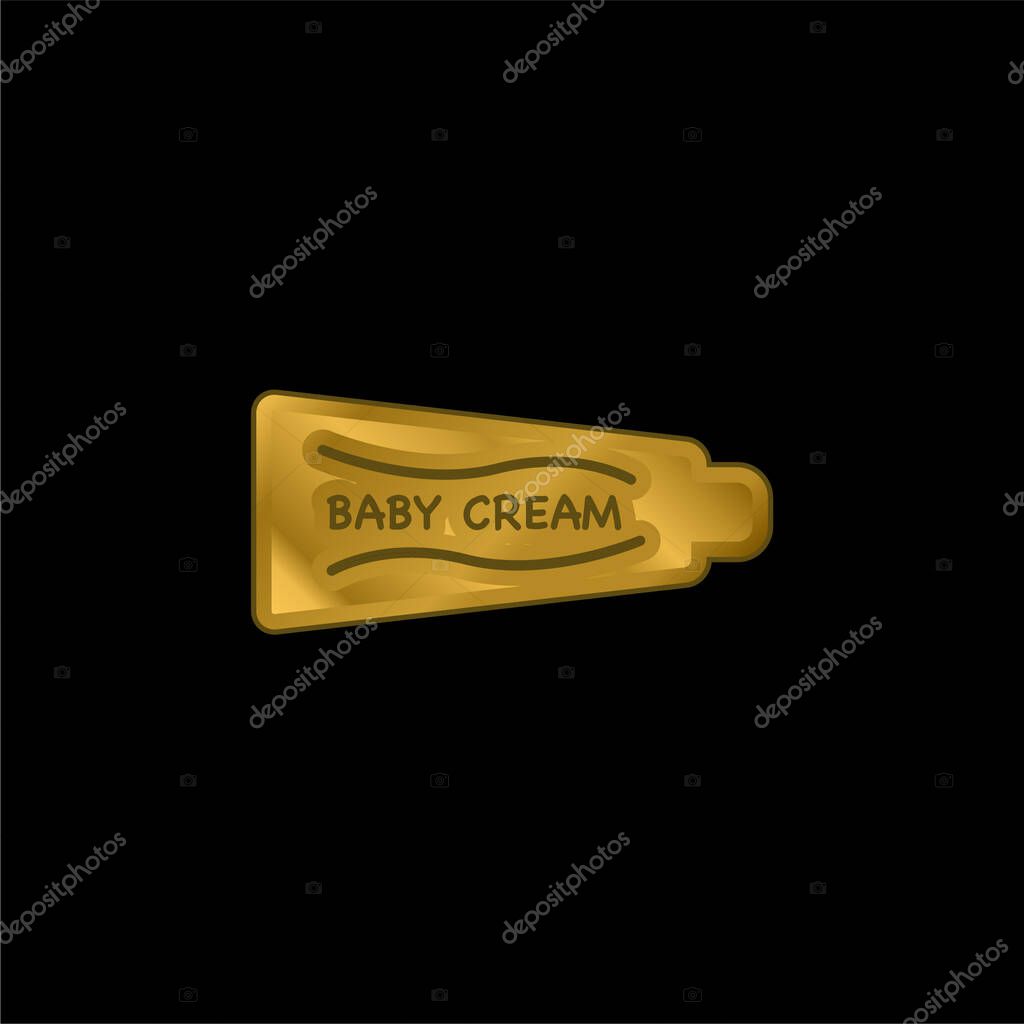 Baby Cream Variant gold plated metalic icon or logo vector
