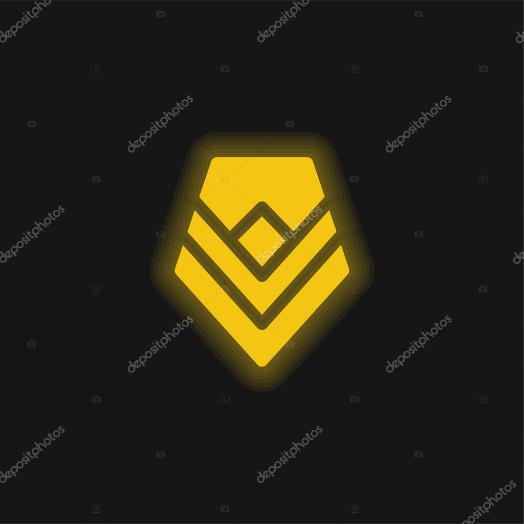 Badge yellow glowing neon icon