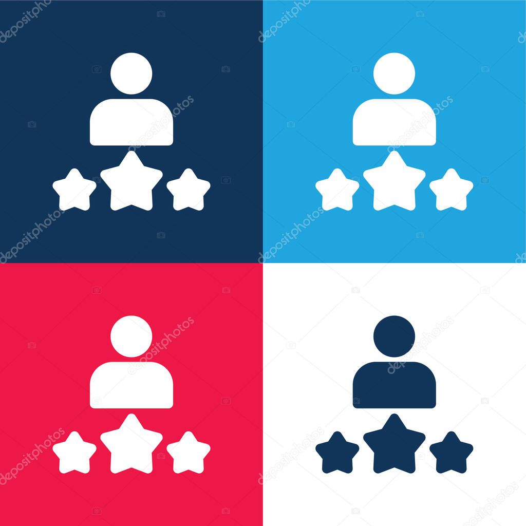 Best Employee blue and red four color minimal icon set