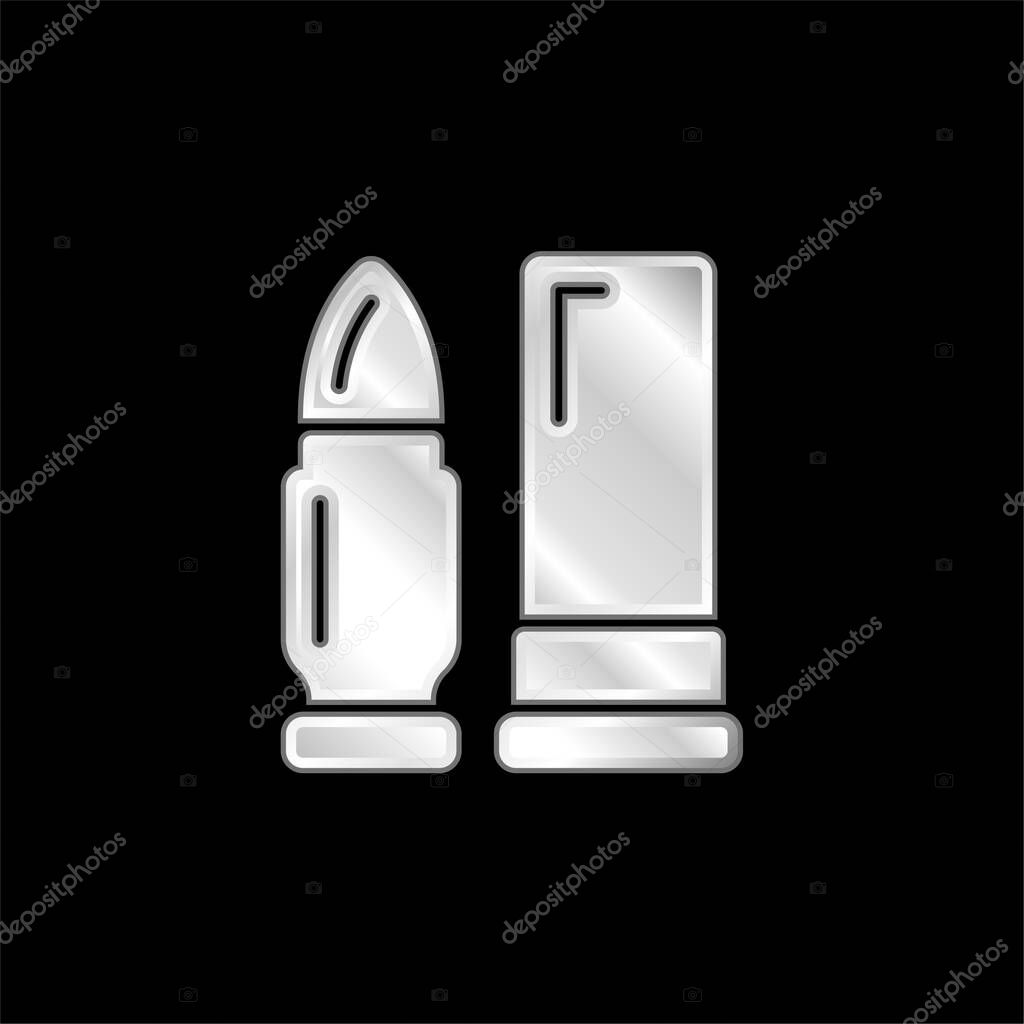 Ammunition silver plated metallic icon