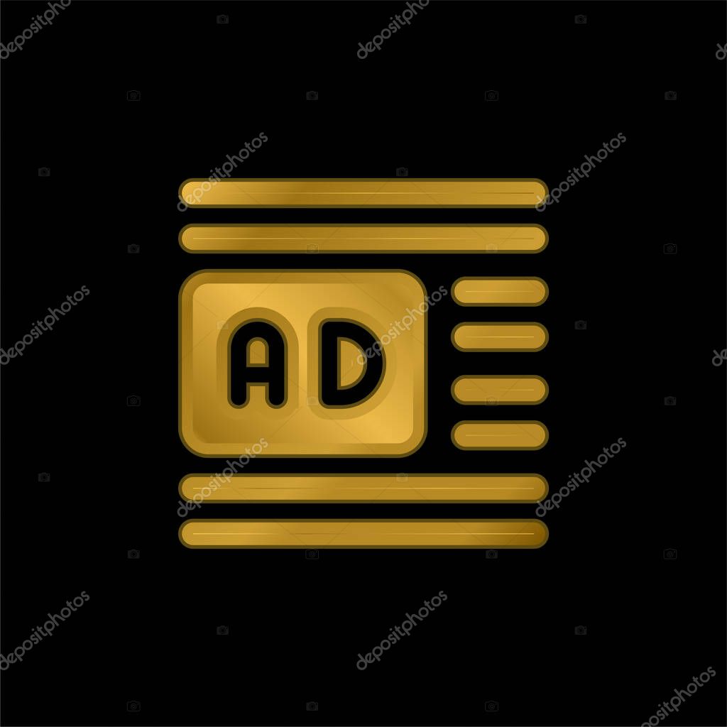 Advertisements gold plated metalic icon or logo vector