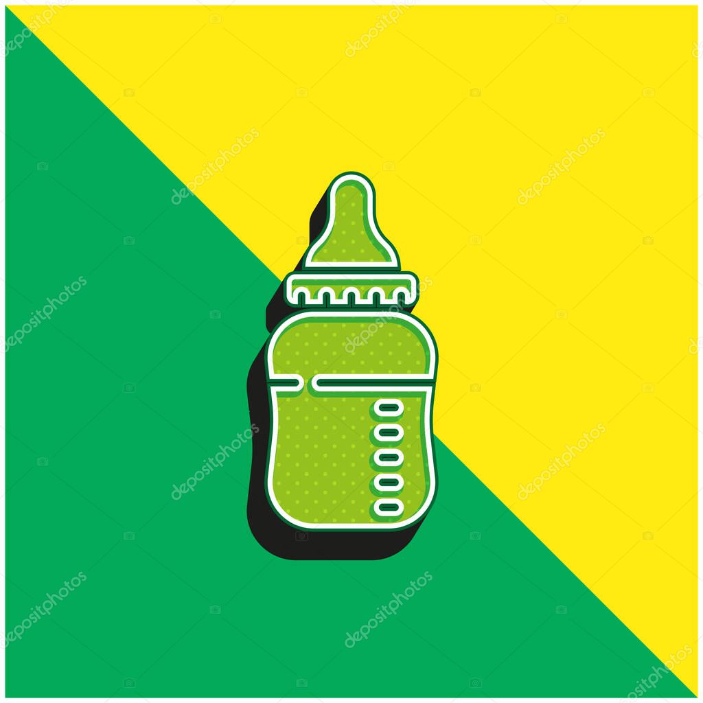 Baby Bottle Green and yellow modern 3d vector icon logo