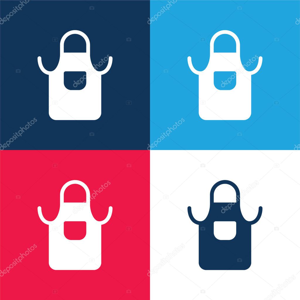 Apron blue and red four color minimal icon set