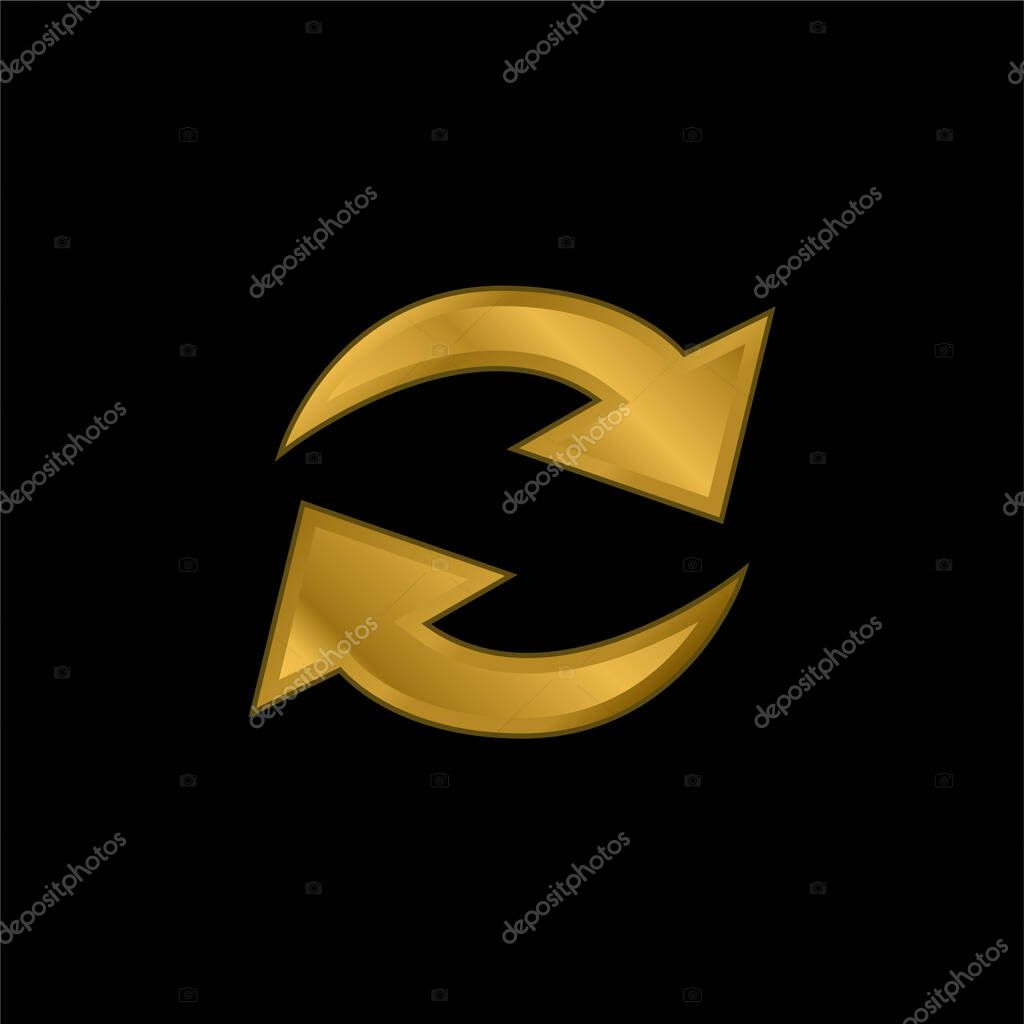 Actualize Arrows Couple In Circle gold plated metalic icon or logo vector