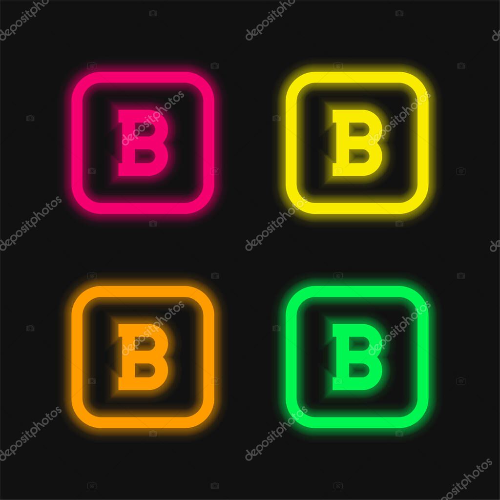 Bold Button four color glowing neon vector icon