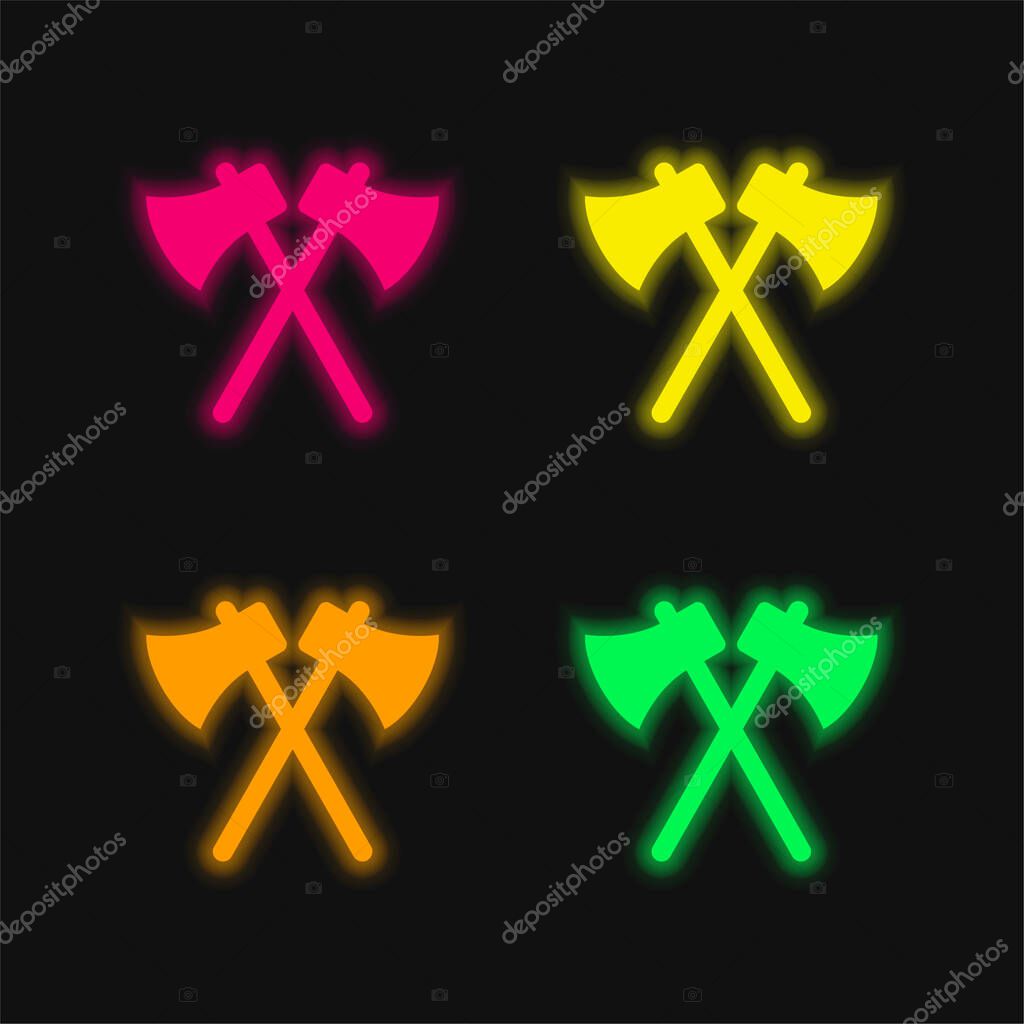Axes four color glowing neon vector icon